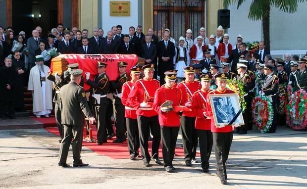 Description : The funeral procession for the self-styled king of Albania, Leka Zogu is seen in Tirana Saturday, Dec. 3, 2011. Albania is holding a funeral for Leka Zogu, the self-proclaimed heir to the royal throne of his father who served as king for 11 years before World War II. Zogu, who returned home from exile to try to claim the throne himself, died Wednesday of a heart attack. He was 72. (AP Photo/Hektor Pustina)