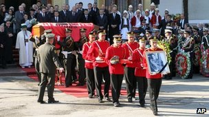 Description : Funeral procession for self-styled king of Albania, Leka Zogu, in Tirana, Albania - 3 December 2011